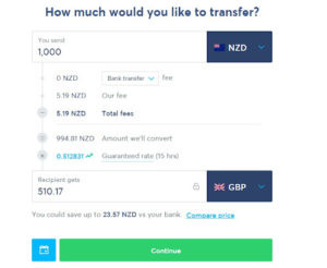 Screenshot of a money transfer with Wise