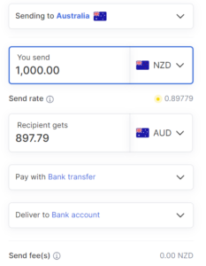 A screenshot of the Xe money transfer app